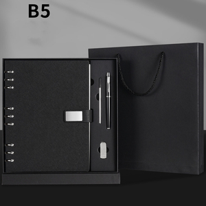 Commercio all'ingrosso pelle <span class=keywords><strong>a</strong></span> strisce <span class=keywords><strong>a</strong></span> croce artificiale riciclata carta USB flash disk B5 con copertina rigida logo personalizzato diario set regalo - Product Image 5