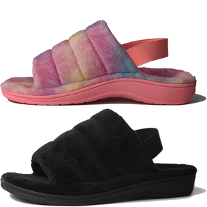 Scivolo sfocato in pelliccia sintetica da donna personalizzato su pantofola ortesi Open Toe <span class=keywords><strong>con</strong></span> cinturino <span class=keywords><strong>elastico</strong></span> in Memory Foam - Product Image 5