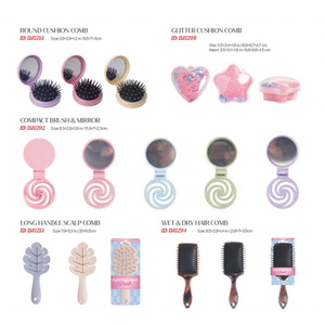 Brosse à cheveux pliable avec miroir, motif tourbillon de crème glacée, peigne démêlant portable 2-en-1 pour filles - Product Image 6