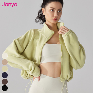 جاكيت يوجا من الصوف القطبي الدافئ ملابس رياضية كاجوال من Janya بياقة قائمة وأكمام طويلة وسحاب كامل لتمارين اللياقة البدنية - Product Image 6
