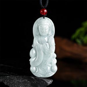 Colgante de Jade Blanco Natural de Jadeíta Guanyin Avalokiteshvara, Estilo Chino Budista UNISEX, Regalo con Certificado de Tasación GY64 - Product Image 1