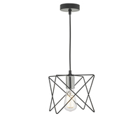 Suspension industrielle légère noire à structure géométrique en fil métallique, support de lampe E27 or rose, pour îlot de cuisine et salle à manger