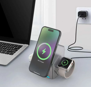Chargeur sans fil magnétique pliable 3 en 1 personnalisable 15W, support de charge de téléphone pop-up pour iPhone, Apple Watch et AirPods - Product Image 2