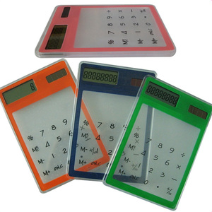 Calculatrice de poche à écran tactile solaire transparent à 8 chiffres en plastique extra fin - Product Image 1