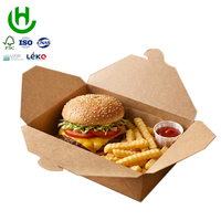 Caja para Hamburguesas de Cartón Kraft Marrón Hongchang, con Logotipo Personalizado, Embalaje de Alimentos al por Mayor, Resistente a la Grasa, para Comida Rápida para Llevar
