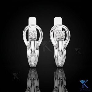 KRUP JEWELS ต่างหูเพชรทรงบริลเลียนต์สี E ทองคำขาว เพชรเพาะเลี้ยงในห้องปฏิบัติการ สำหรับผู้หญิง สวมใส่ได้ทุกวัน คลาสสิก เหมาะสำหรับงานแต่งงานและงานหมั้น - Product Image 3