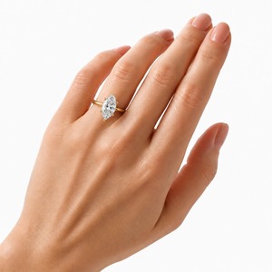 Anello di <span class=keywords><strong>Fidanzamento</strong></span> con <span class=keywords><strong>Diamante</strong></span> Sintetico Taglio Marquise HPHT per Donne, Placcato in Oro 14k, Certificato IGI, Gioielleria Fine - Product Image 4