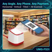 Lecteur de codes-barres USB de bureau FS31 à faible consommation (500 mW) pour codes 1D, 2D et QR, avec détection automatique de l'écran du téléphone, idéal pour les caissiers de magasin