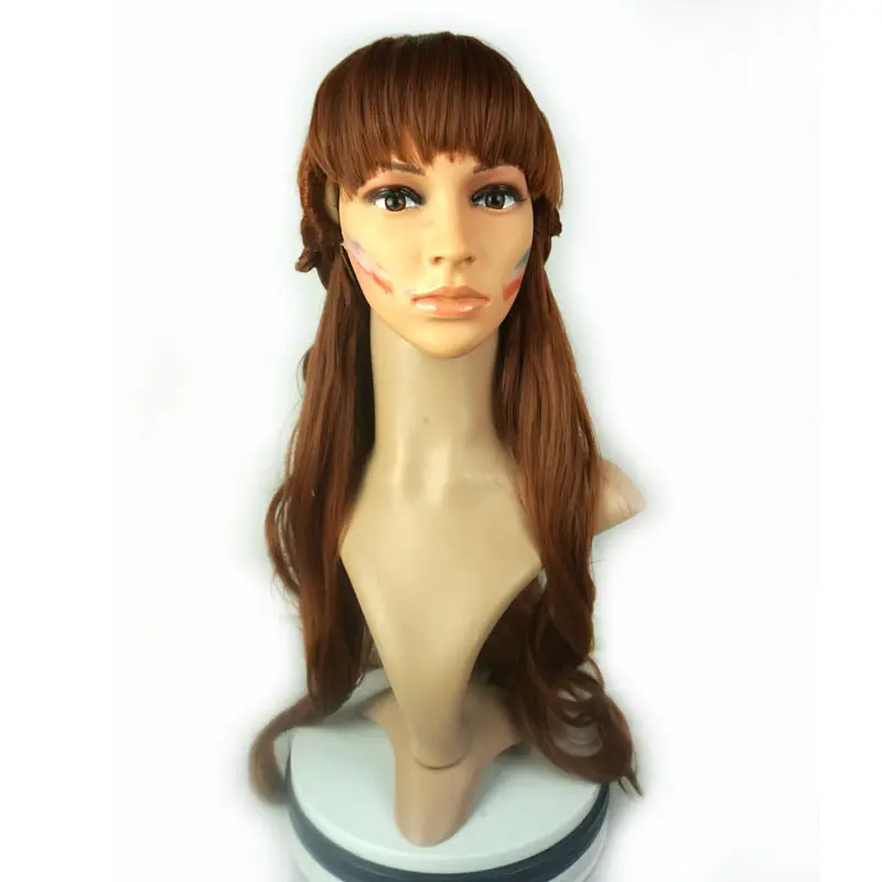 Role-play wig Anna with braided large wavy brown wig princess tiara props