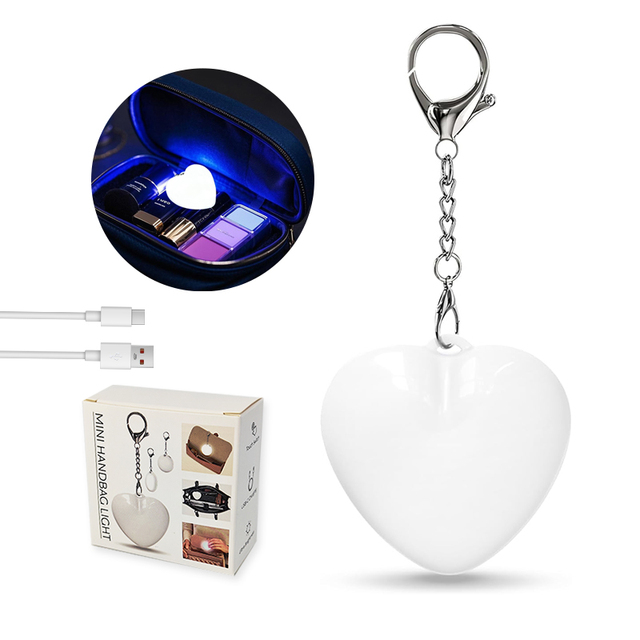 Custom USB C Rechargeable Rated Portable Touch Sensor Activated LED Handbag Lamp Glowing LED Bag Light Heart Purse Light