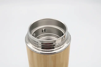 Vente en gros Bouteilles d'eau en bambou isolées à double paroi de 450ml en acier inoxydable avec infuseur à thé
