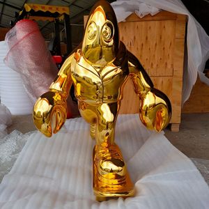 Figura de Animal, Escultura de Resina, Bañada en Oro, para Montar en el Suelo Exterior, Diseño Artístico Contemporáneo - Product Image 1