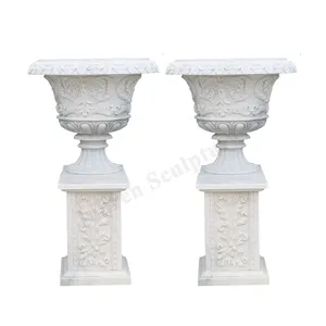 White marble vases for garden