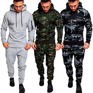 Ensemble deux pièces pour homme, veste à capuche camouflage d'hiver et pantalon de jogging, 100% polyester, vêtements d'entraînement légers - Product Image 3