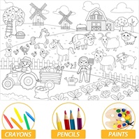 Poster géant à colorier sur le thème de la ferme, personnalisable, DIY, animaux, rouleau de papier à dessin, papier vierge pour colorier, bannière d'art à gribouiller, nappe, décoration murale