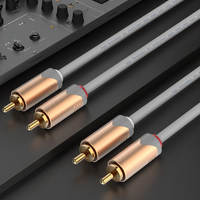 Câble audio stéréo plaqué or 2RCA mâle-mâle pour subwoofer, idéal pour audiophiles Hi-Fi, contrôleurs DJ, amplificateurs de cinéma maison et enceintes