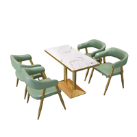 Canapé en cuir PU rose moderne et table/chaise dorées pour restaurant, hôtel et café, usage commercial