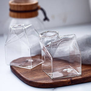 Botellas de Leche Cuadradas de Vidrio de Borosilicato de Alta Calidad al por Mayor, Resistentes al Calor, Sopladas a Mano, Aptas para Lavavajillas y <span class=keywords><strong>Microondas</strong></span> - Product Image 3