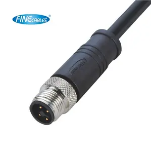 Finecables cabo t moldado elétrico impermeável código 4 pinos m12 conector macho