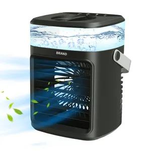 Mini şarj edilebilir HAVA SOĞUTUCU Fan ile 450ML su tankı 2/4H zamanlayıcı, 7 LED ışıkları çok sahne için kişisel su soğutma fanı