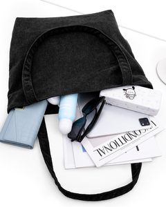 Sac fourre-tout en coton tissé en velours côtelé écologique de grande capacité Sac à provisions réutilisable par transfert de chaleur avec logo personnalisé pour dames Toile - Product Image 3