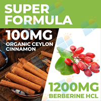Complément alimentaire en capsules de berbérine pure naturelle biologique 1300 mg avec cannelle de Ceylan, marque privée OEM/ODM, pour la gestion du poids