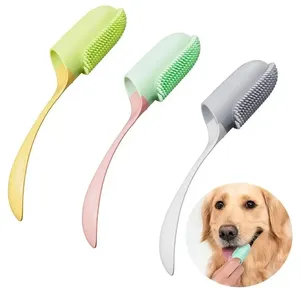 Meubles de camping <span class=keywords><strong>pour</strong></span> animaux de compagnie en silicone souple - Brosse à dents <span class=keywords><strong>pour</strong></span> <span class=keywords><strong>chien</strong></span>/chat d'extérieur avec poignée confortable, soin de la <span class=keywords><strong>mauvaise</strong></span> <span class=keywords><strong>haleine</strong></span>, fournitures de nettoyage des dents - Product Image 1