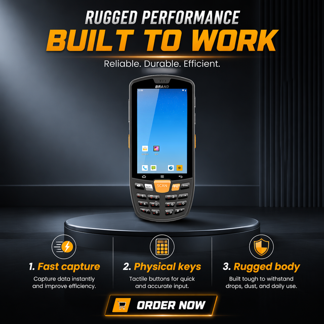 Android 12 Rugged PDA Smartphone 1D/2D Barcode Scanner Laser RFID/NFC WiFi 3.5" Display 2G Business Industrial Use IP68 Sealing