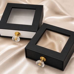 Custom Window Drawer Jewelry <b>Box</b> with Crystal Knob and Display Window for Ring <b>Necklace</b> Earring Packaging and jewelry packaging - Product Image 5