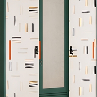 Armoire en acier imprimé crème Tally Line 1200 mm avec 2 portes coulissantes, miroir et tringle de suspension, placard métallique pour chambre à coucher