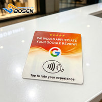 Etiqueta NFC Acrílica Personalizada de 120x120mm NTAG213 para Mesa, Tarjeta de Redes Sociales con Reseñas de Google, Disponible en Stock