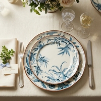 Lot de Plats de Dîner en Céramique en Gros – Assiettes en Porcelaine à Motif Floral Bleu de 6,5, 8, 10,5 et 12 Pouces pour Mariages, Maisons, Cuisines et Restaurants (Vente en Gros)