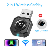Nouvel adaptateur USB mini sans fil 2-en-1 Apple CarPlay et Android Auto 2026 avec Bluetooth 5.4 double fréquence et Wi-Fi, Plug and Play