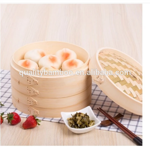 Vaporera de bambú de 2 niveles, 1 tapa + 1 delineador de silicona + 2 pares de palillos - Product Image 2