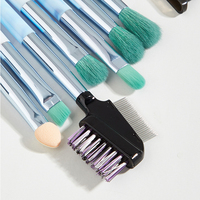 Ensemble de pinceaux de maquillage vert neuf en gros, pinceau à sourcils 7 pièces, étiquette privée personnalisée, pinceau de maquillage professionnel pour femmes