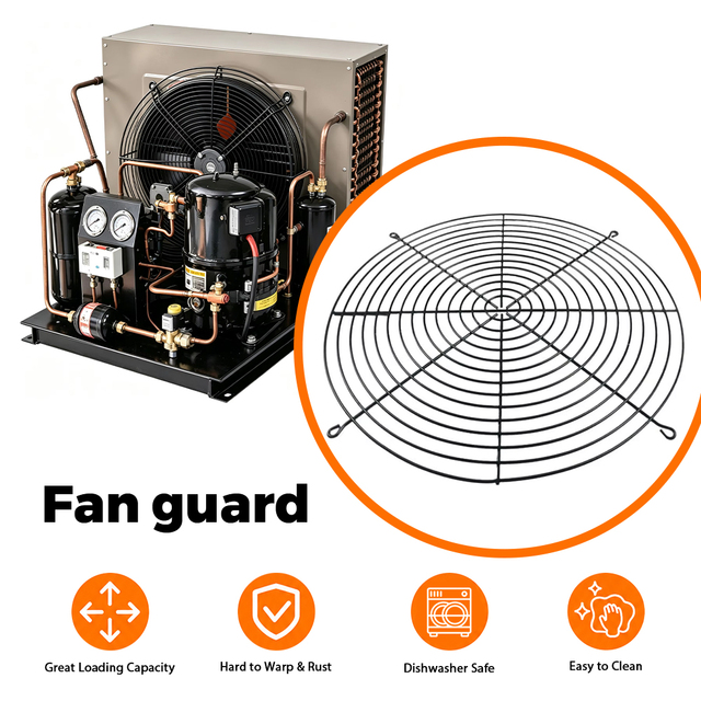 Welded Fan Guard Grill Mesh PE Coating Hot Dipped Steel Anti Rust Durable for HVAC Cooling System Components
