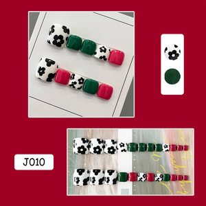 Faux ongles français de haute qualité en gros, courts, pour les orteils, à motif carré, avec colle, pour <span class=keywords><strong>le</strong></span> printemps et l'été - Product Image 3
