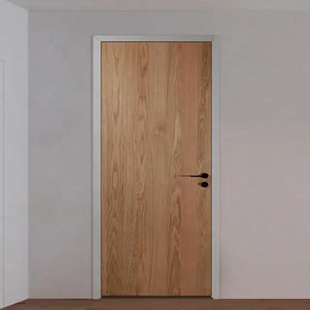 Puerta empotrada de madera de roble blanca para oficina y habitación, diseño simple de alta calidad, 38mm a 45mm de grosor, grano vertical natural