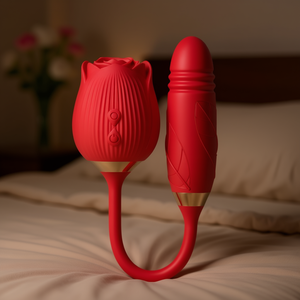 Vibrador de Doble Cabeza Manting Rose, Silicona ABS Recargable, Impermeable, 7 Frecuencias, Vibración Telescópica para Coqueteo - Product Image 2