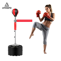 ATHSPO Ballon de boxe réflexe 3D réglable en hauteur avec ressort pour entraînement de vitesse et équipement de frappe