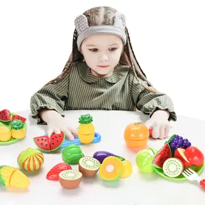 플라스틱 주방 놀이 장난감 시뮬레이션 과일 야채 음식 컷 세트 장난감 절단 과일 게임 놀이 세트 어린이와 실내