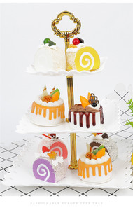 Boda blanco negro plástico 3 niveles taza pastel soporte de lujo pastel de boda soportes para eventos pasteles de boda decoración - Product Image 3