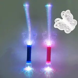 Party Supplies Promotional Flashing butterfly glow wands sticks led light up fiber optic toy