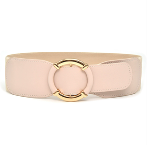 Factory Direct Sale Vintage <b>Elastic</b> Stretchy <b>Belt</b> with Golden Round Buckle Fashionable Wide Women's Corset Waistband <b>for</b> <b>Dresses</b> - Product Image 6