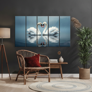 Printed <b>Canvas</b>: Romantic Birds in Love - Elegant <b>Wall</b> Art,SET OF 5 <b>CANVAS</b> - Product Image 3