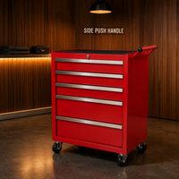 Chariot à outils avec tiroirs profonds, armoire à outils roulante à 5 tiroirs, établi mobile verrouillable en acier, rangement de garage, 3 tiroirs peu profonds, 2 tiroirs profonds