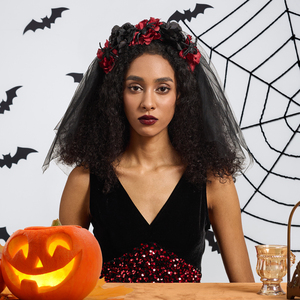 Diadema de Flores de Malla para Mujer, Estilo Horror de Halloween, para Fiestas y Bailes, de Gran Venta - Product Image 6