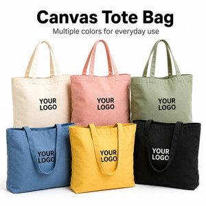 Custom Logo Durable <b>Canvas</b> Tote Bag Reusable Shopping Bag With Zipper Inner Pocket Reinforced handles And Multiple Sizes - Product Image 1