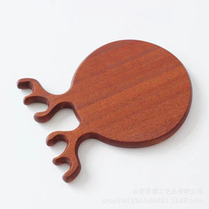 Tabla de cortar de cuerno de ciervo de madera, forma redonda, para servir frutas, postres, pizza y pan. - Product Image 2
