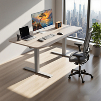 Cadre de bureau assis-debout de luxe à double moteur et 3 niveaux, station de travail ergonomique avec levage silencieux et mémoire intelligente